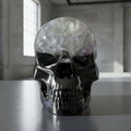 Handmade Black Resin Gothic Flower Skull Figurine