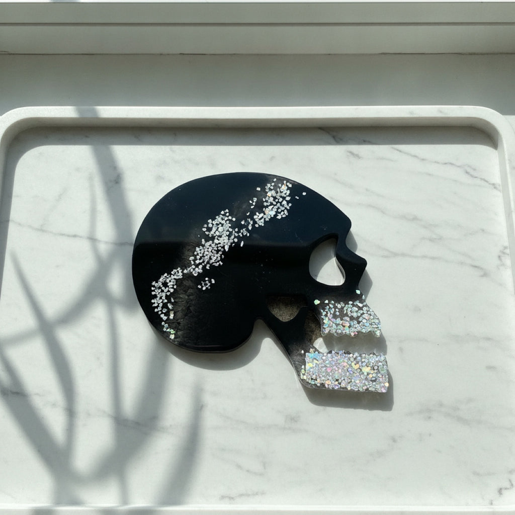 Large Handmade Skull Shaped Resin Non Slip Coasters