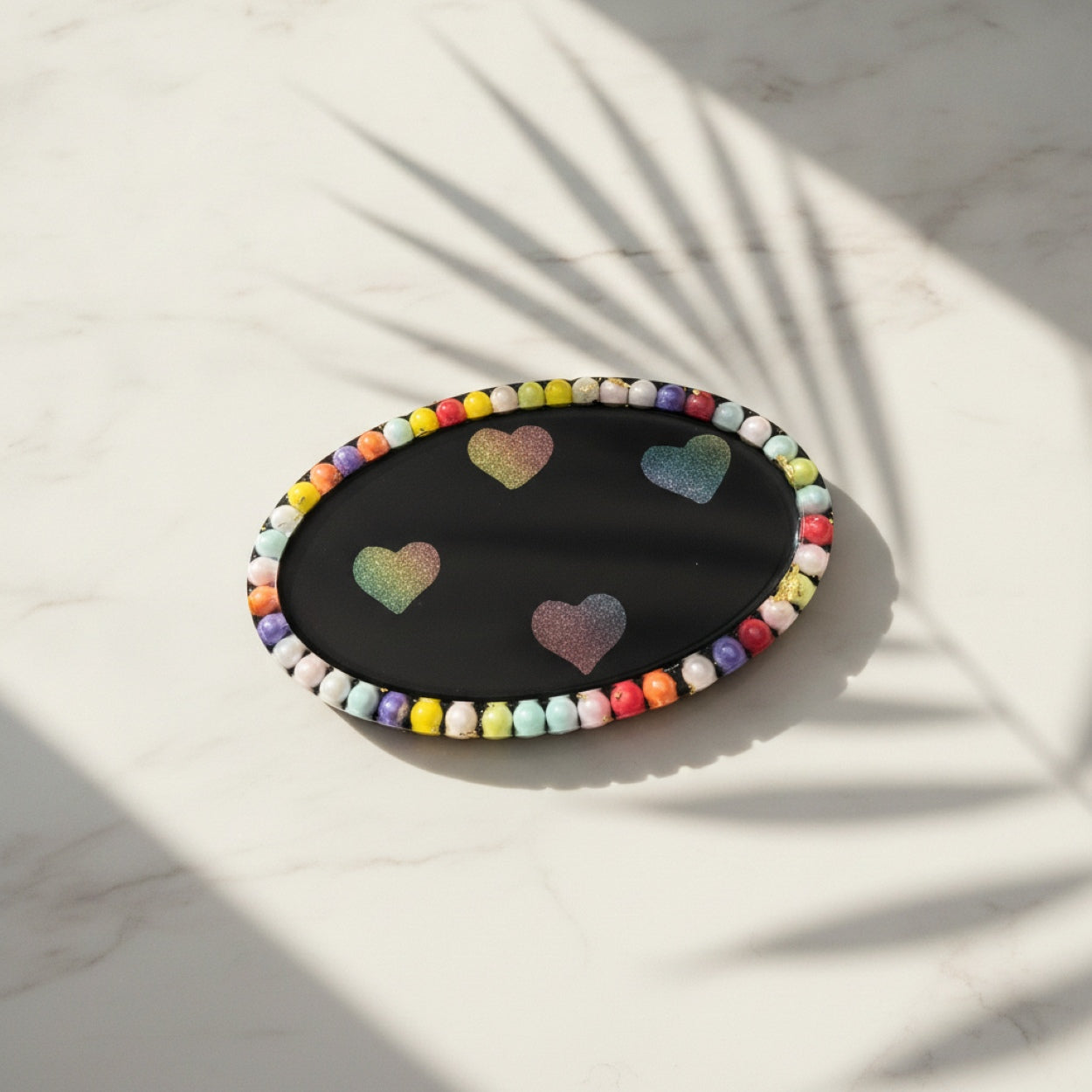 Handmade Resin Black Multi Colour Trinket Storage Organiser Dish
