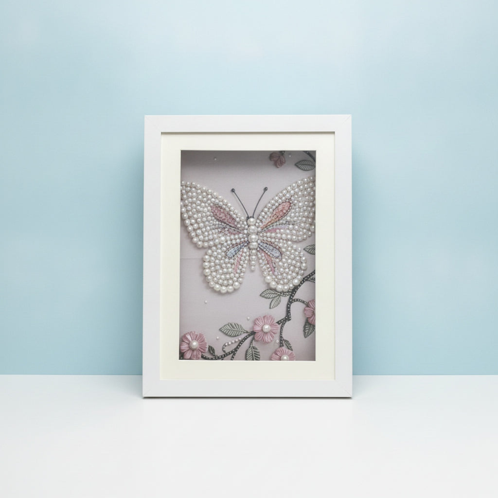 Pearl Butterfly Picture Wall Hanging In Shadowbox