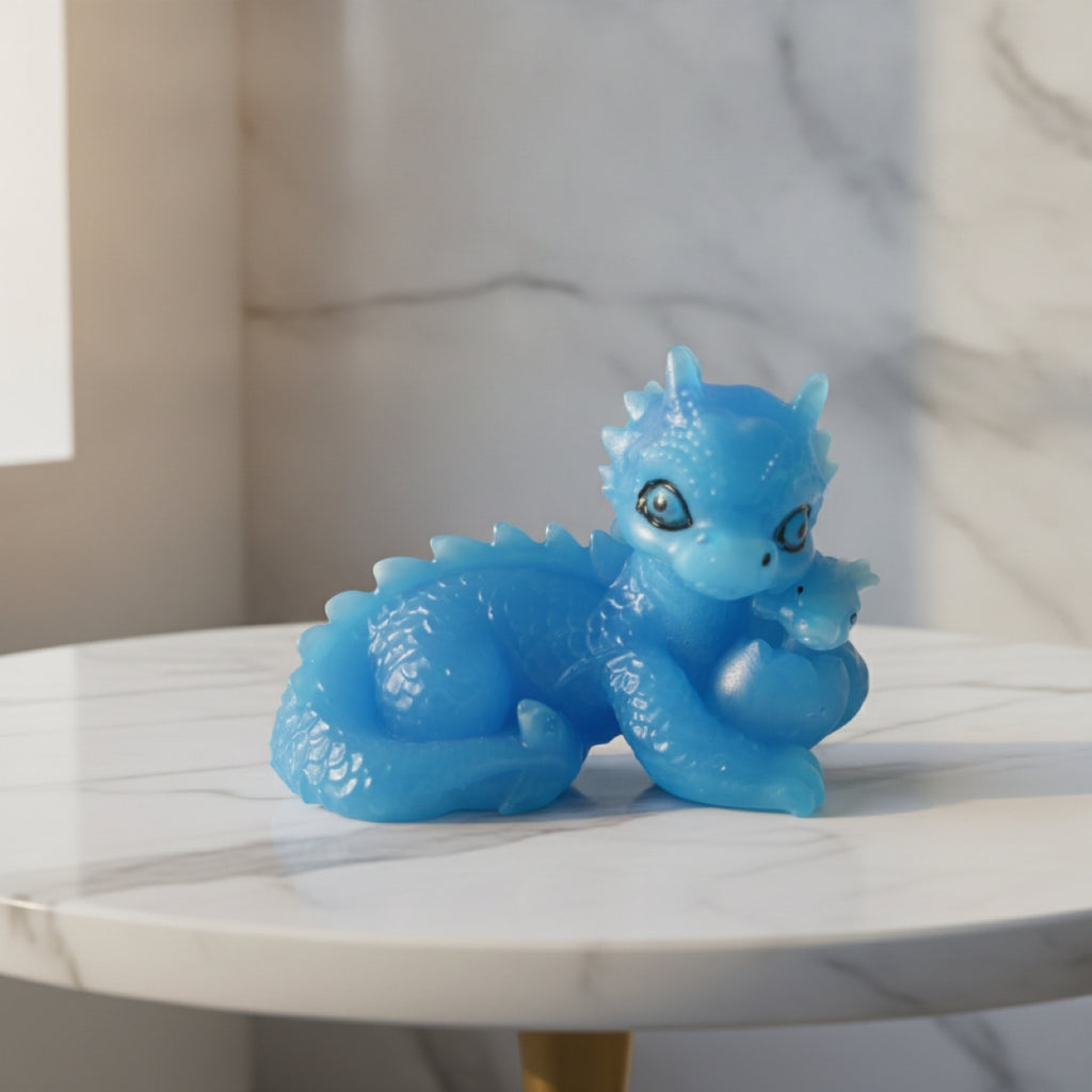 Handmade Dragon With Baby And Egg Figurine Resin Ornament Gift