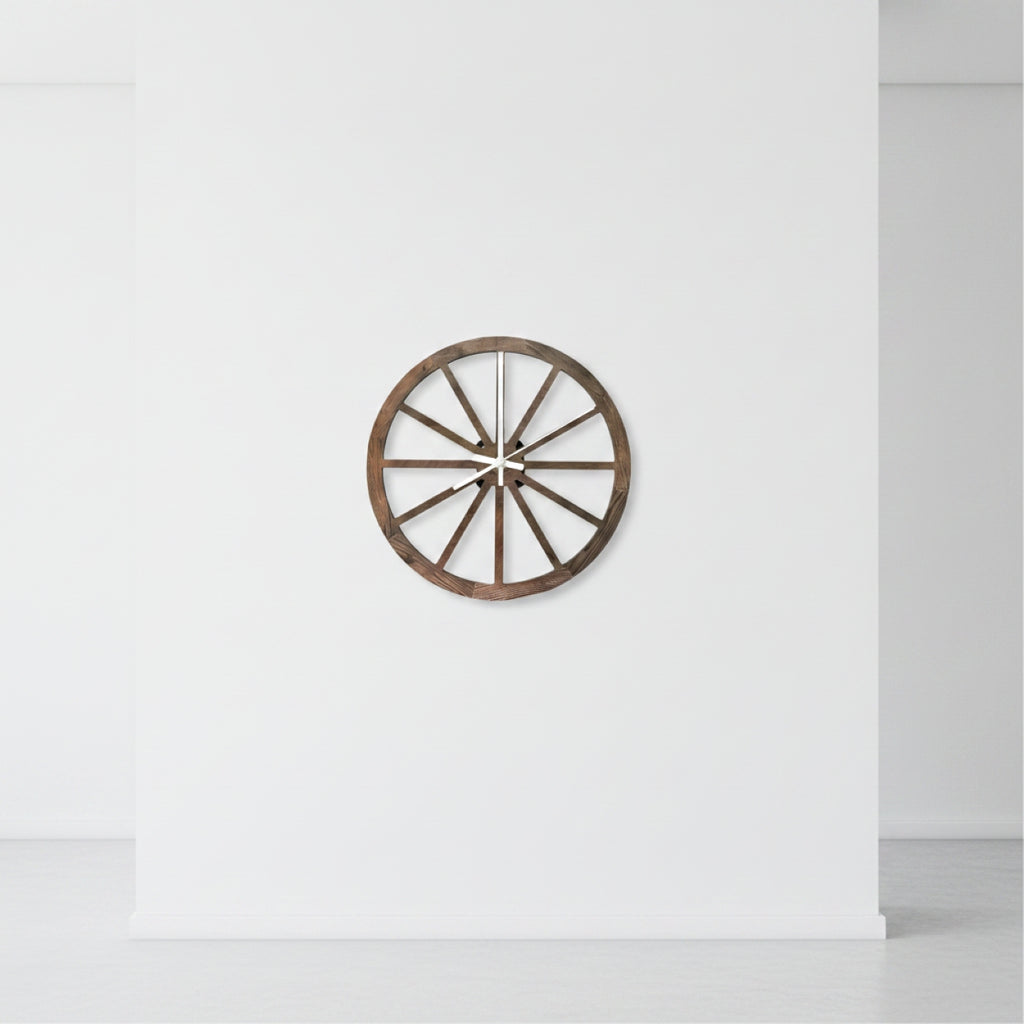 12 inch Wooden Carriage Wheel Wall Clock