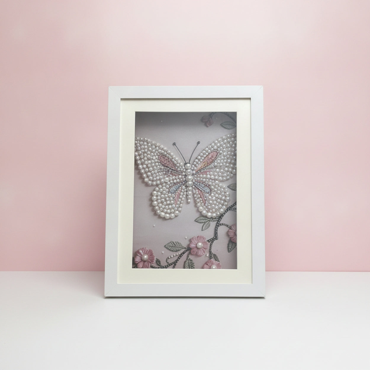 Pearl Butterfly Picture Wall Hanging In Shadowbox