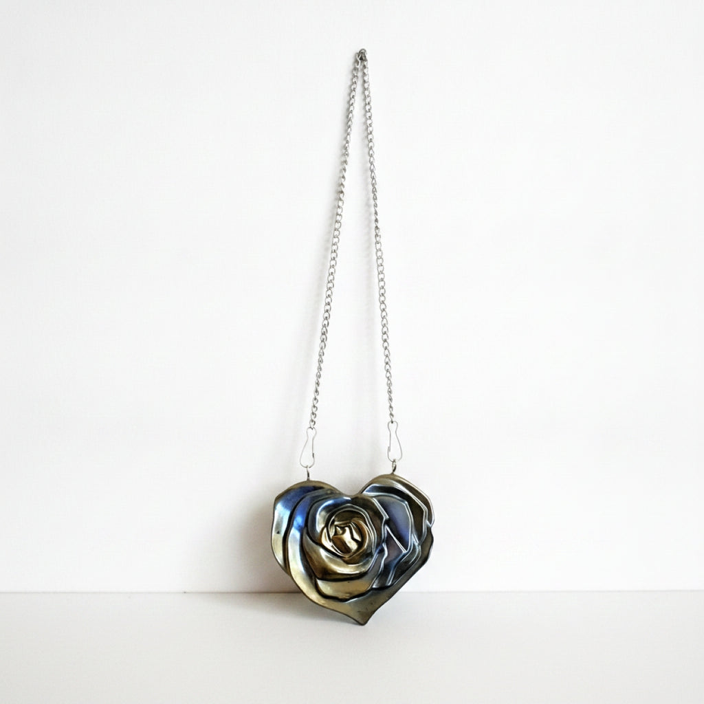 Handmade Silver Gold Resin Rose Heart Wall Decal