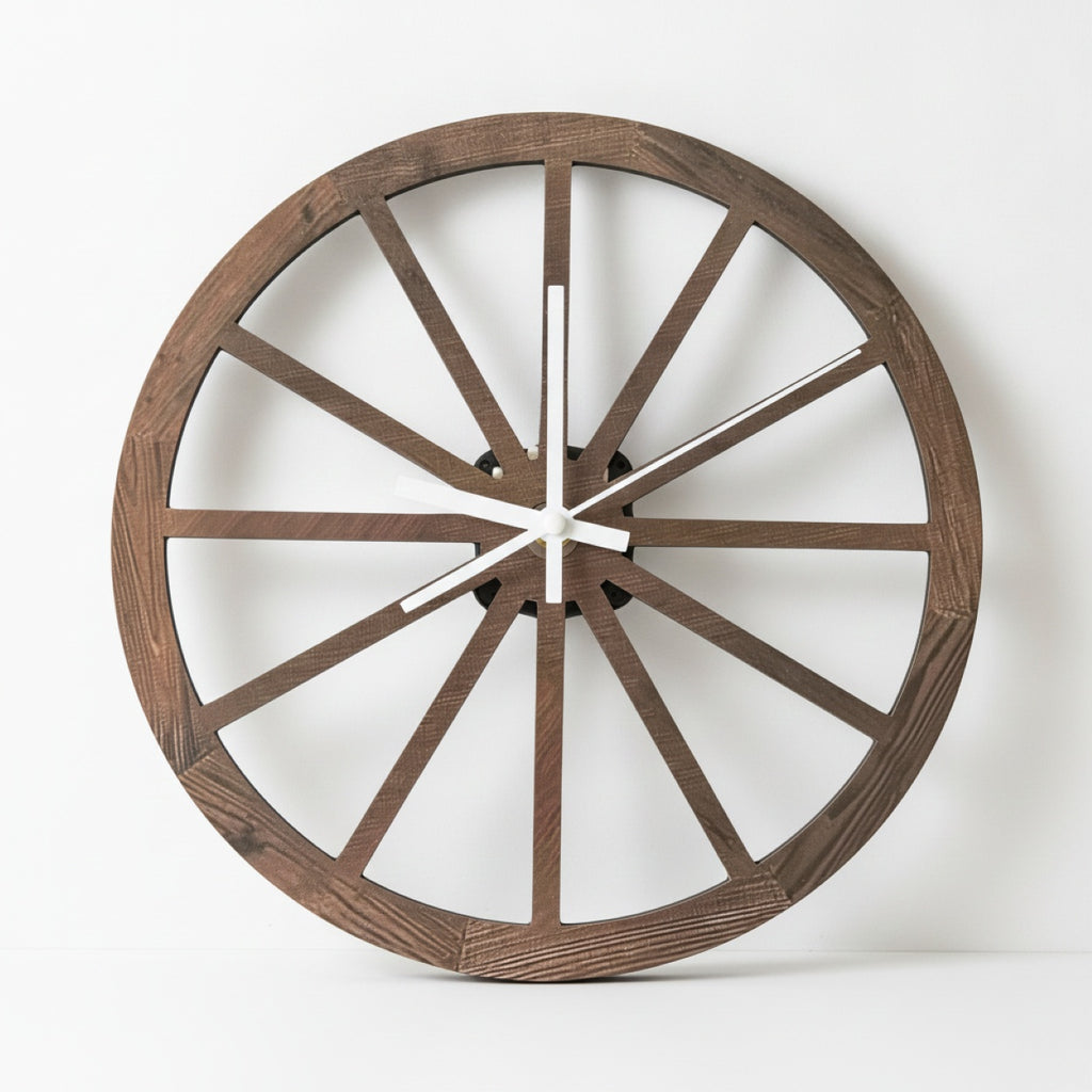 12 inch Wooden Carriage Wheel Wall Clock