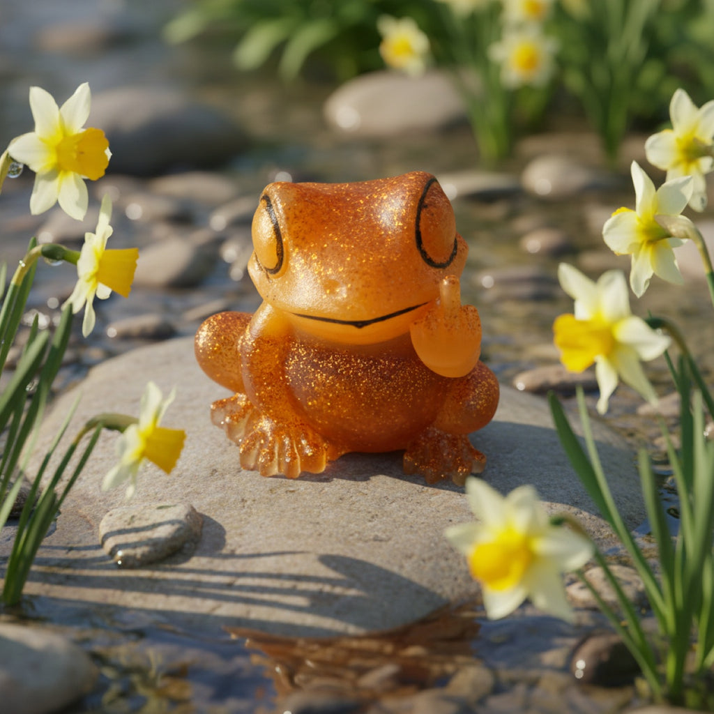 Handmade Novely Funny Finger Resin Frog Statue Ornaments