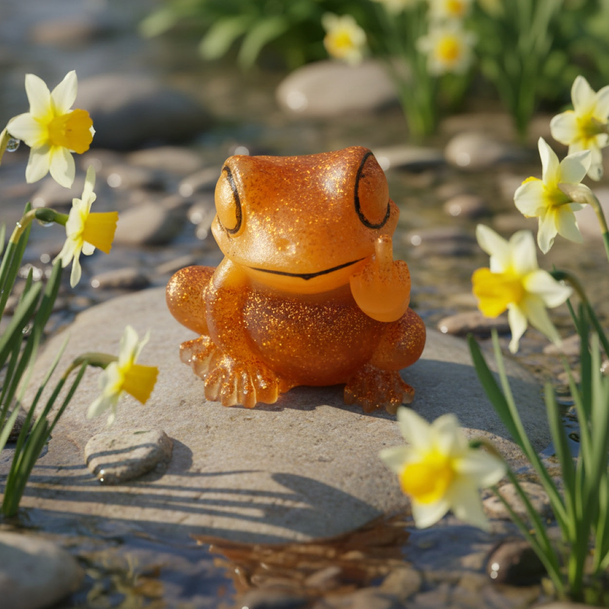 Handmade Novely Funny Finger Resin Frog Statue Ornaments