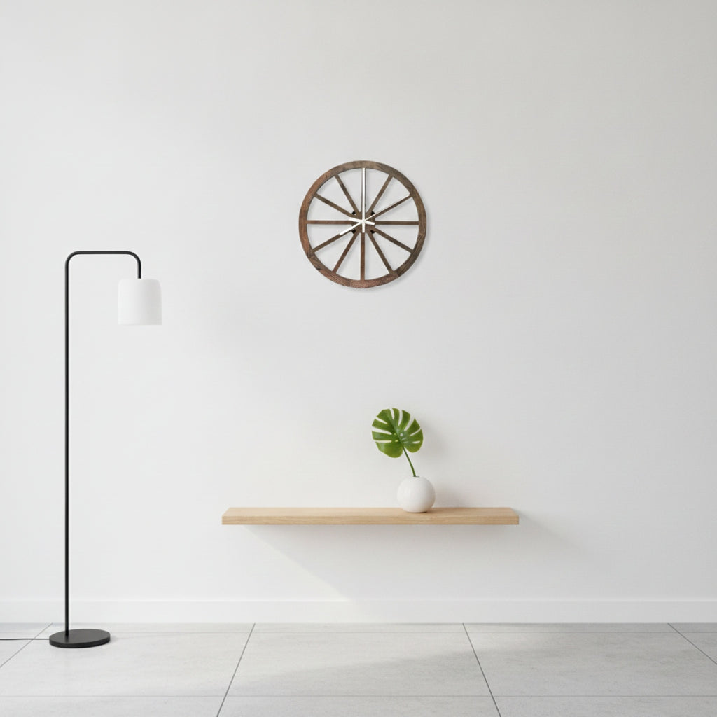12 inch Wooden Carriage Wheel Wall Clock
