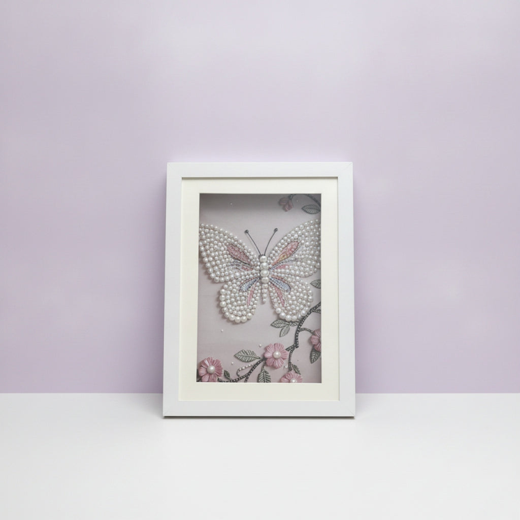 Pearl Butterfly Picture Wall Hanging In Shadowbox