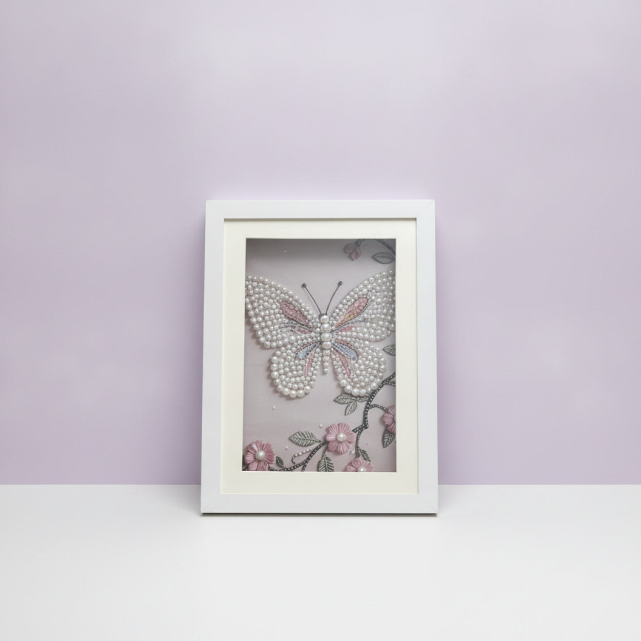 Pearl Butterfly Picture Wall Hanging In Shadowbox
