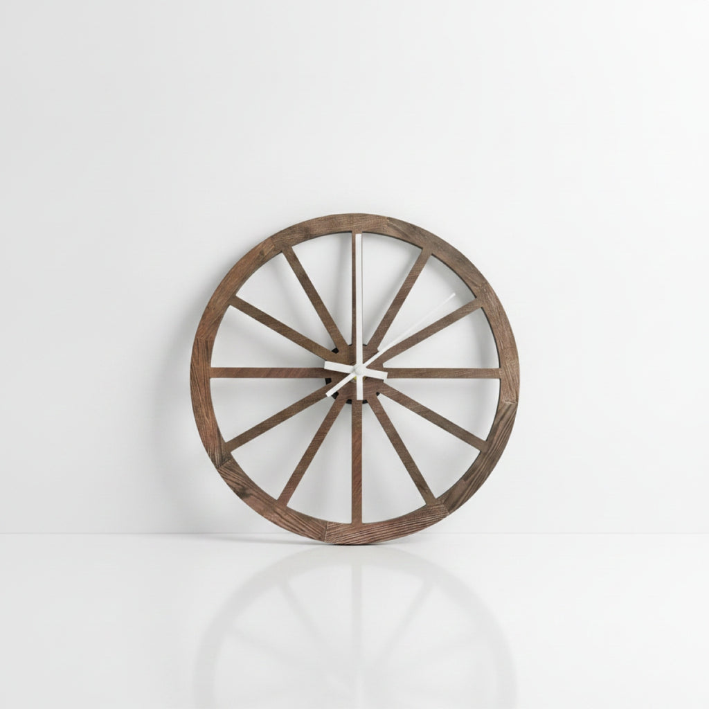 12 inch Wooden Carriage Wheel Wall Clock