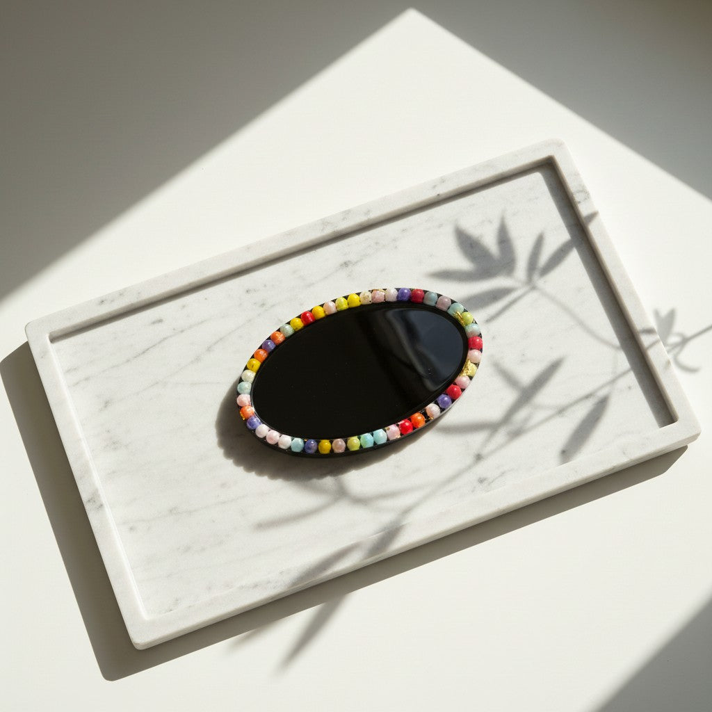 Handmade Resin Black Multi Colour Trinket Storage Dish