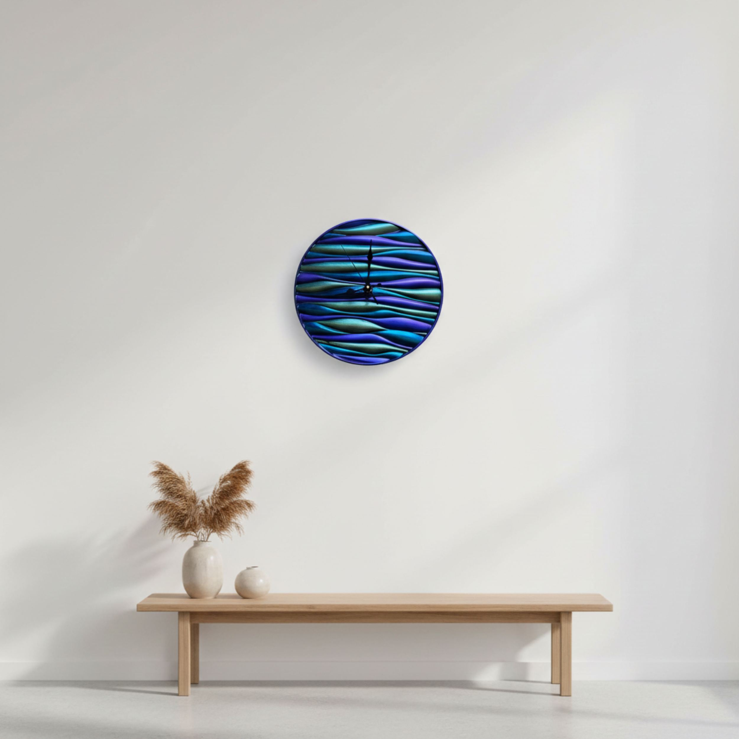 Large Metallic Silent Sweep Wall Clock Purple Green Blue Resin Clock
