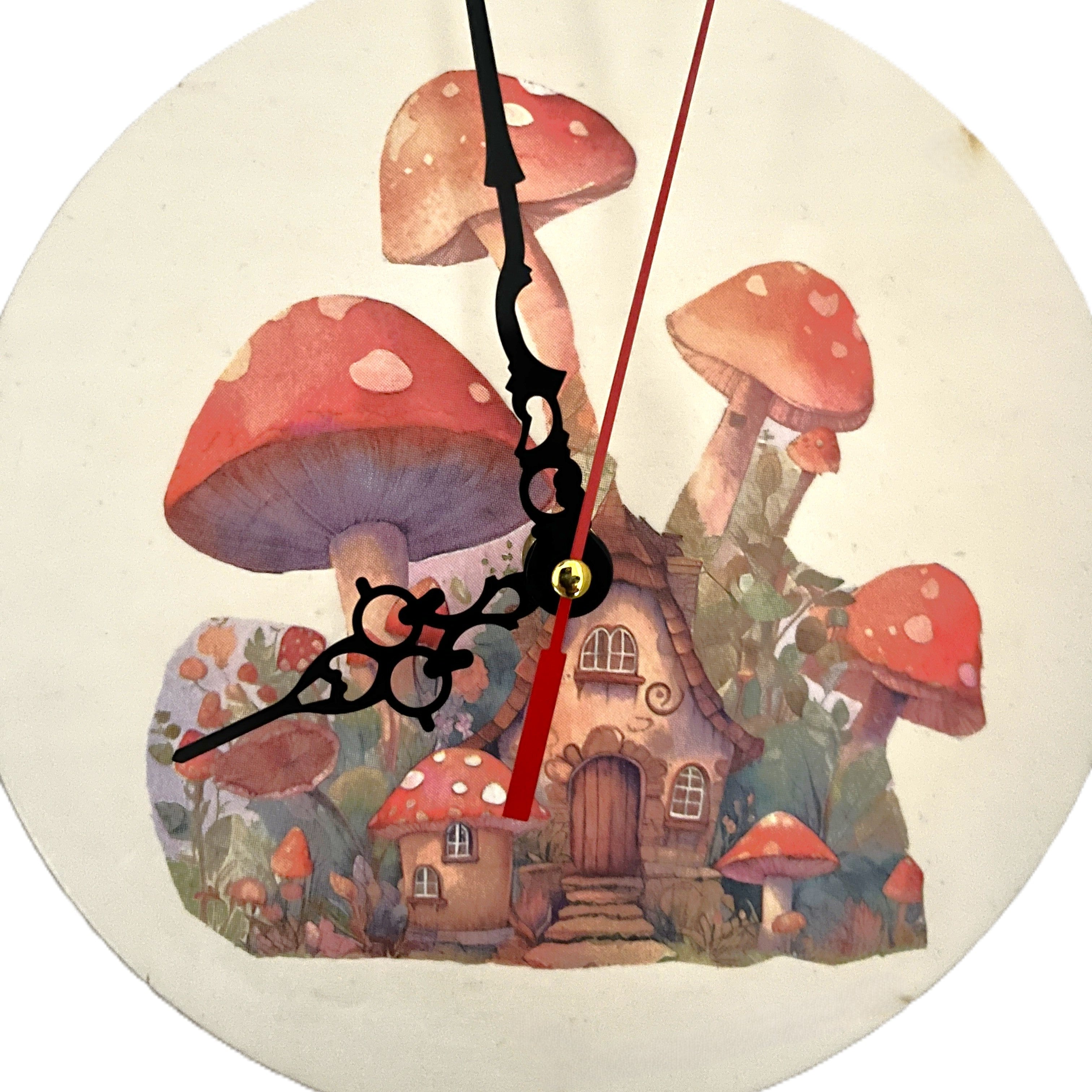 Decoupage Mushroom House Wall Clock image 3