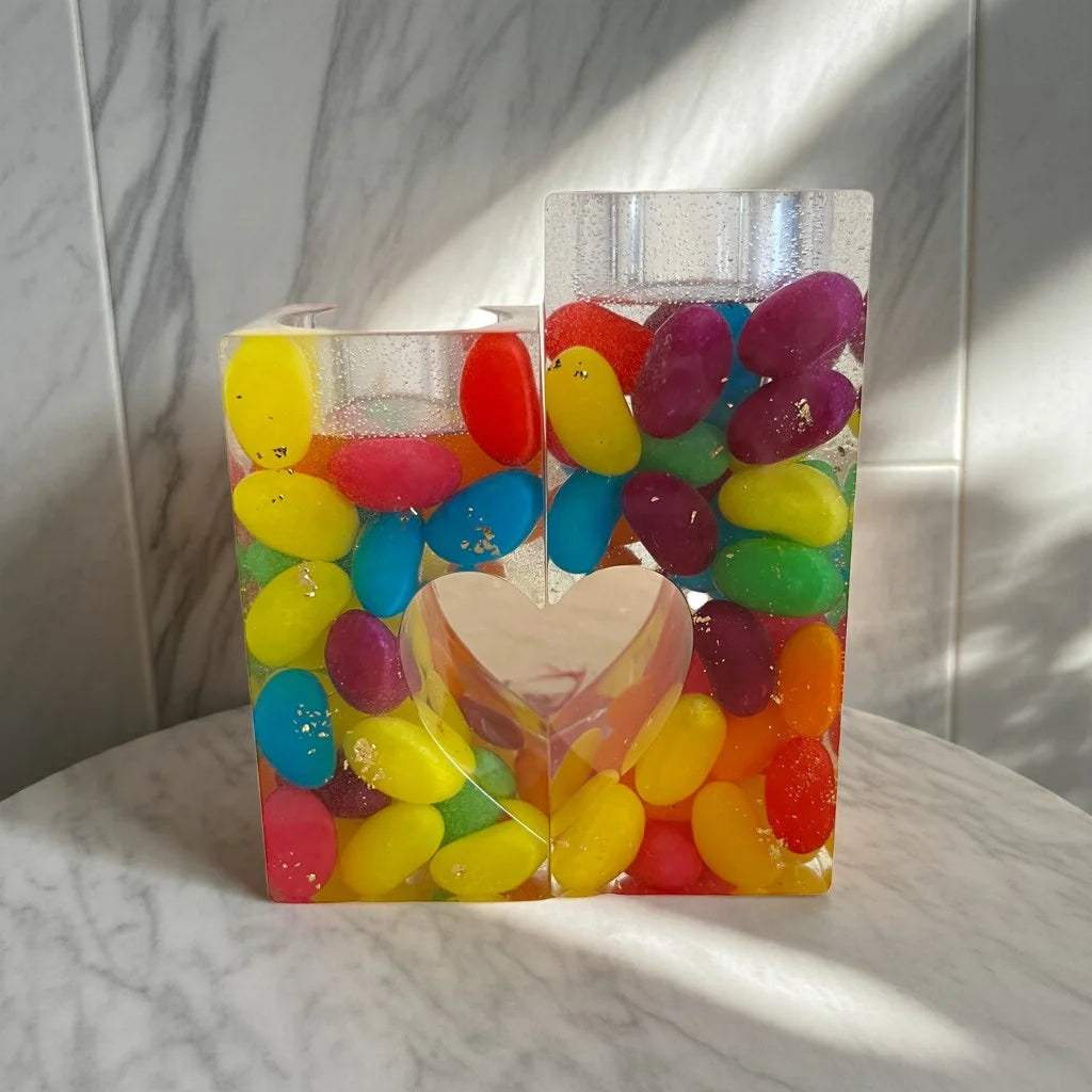 2 Jellybean Heart Tea Light Holders image 0